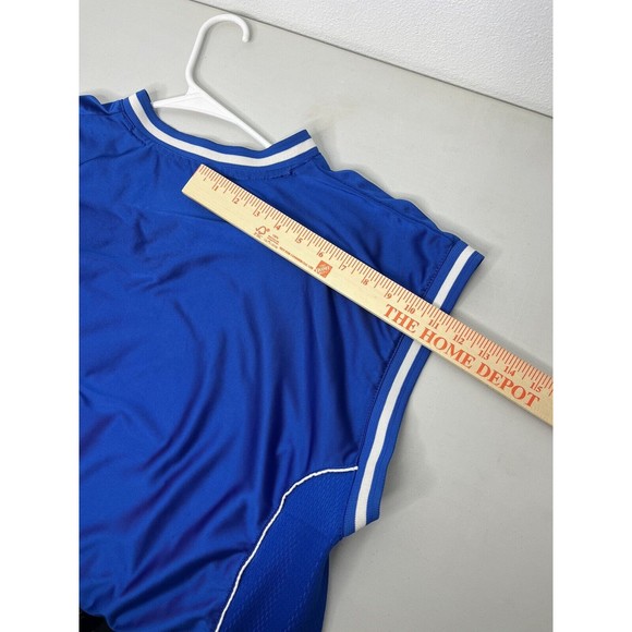 VINTAGE Starter Logo Jersey Men's Top Sz L Blue Athletic Tank Side Zip - Picture 6 of 13